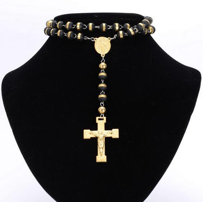 High Quality Stainless Steel & Gold Rosary Necklace