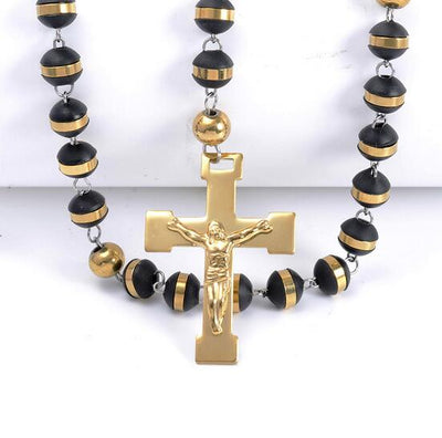 High Quality Stainless Steel & Gold Rosary Necklace