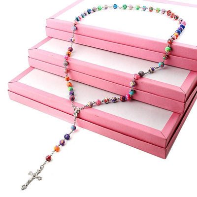 Colorful Polymer Handcrafted Clay Bead Rosary Necklace