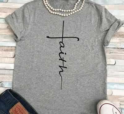 Women's Strength In Faith Gray T-Shirt